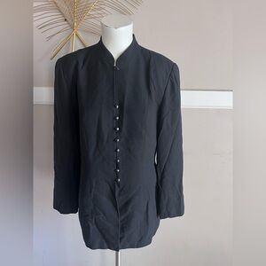 Kasper Black Mandarin-Collar Lightweight Jacket